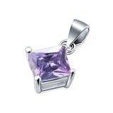 Solitaire Pendant for Necklace Simulated Lavender Cubic Zirconia 925 Sterling Silver