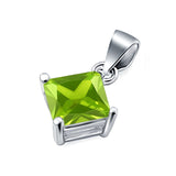 Solitaire Pendant for Necklace Simulated Peridot Cubic Zirconia 925 Sterling Silver
