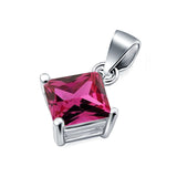 Solitaire Pendant for Necklace Simulated Rose Pink Cubic Zirconia 925 Sterling Silver