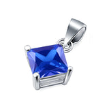 Solitaire Pendant for Necklace Simulated Tanzanite Cubic Zirconia 925 Sterling Silver