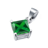 Solitaire Simulated Green Emerald CZ Pendant for Necklace 925 Sterling Silver