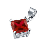 Solitaire Simulated Garnet CZ Pendant for Necklace 925 Sterling Silver
