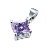 Solitaire Simulated Lavender CZ Pendant for Necklace 925 Sterling Silver