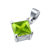 Solitaire Simulated Peridot CZ Pendant for Necklace 925 Sterling Silver