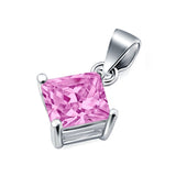 Solitaire Simulated Pink CZ Pendant for Necklace 925 Sterling Silver