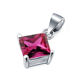 Solitaire Simulated Rose Pink CZ Pendant for Necklace 925 Sterling Silver