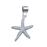 Simulated Cubic Zirconia Starfish Charm Pendant 925 Sterling Silver (16mm)