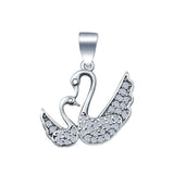 Swans Charm Pendant Cubic Zirconia 925 Sterling Silver