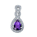 Fashion Jewelry Charm Pendant Pear Simulated Amethyst CZ 925 Sterling Silver