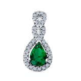 Fashion Jewelry Charm Pendant Pear Simulated Green Emerald CZ 925 Sterling Silver