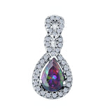 Fashion Jewelry Charm Pendant Pear Simulated Rainbow CZ 925 Sterling Silver