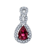 Fashion Jewelry Charm Pendant Pear Simulated Ruby CZ 925 Sterling Silver