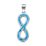 Silver Infinity Lab Created Blue Opal 925 Sterling Silver Charm Pendant