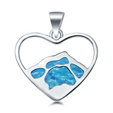 Mountain Heart Lab Created Blue Opal Charm Pendant 925 Sterling Silver