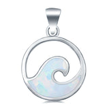 Wave Shape Lab Created White Opal 925 Sterling Silver Charm Pendant