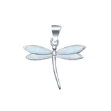 Dragonfly Design Lab Created White Opal Pendant 925 Sterling Silver