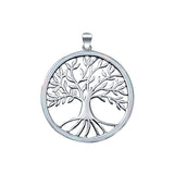 Tree Roots Round Lab Created White Opal 925 Sterling Silver Charm Pendant