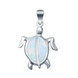 Sea Turtle Charm Pendant Lab Created White Opal 925 Sterling Silver