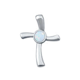 Cross Charm Pendant Lab Created White Opal 925 Sterling Silver