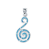Swirl Lab Created Blue Opal 925 Sterling Silver Charm Pendant