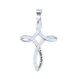 Cross Lab Created White Opal 925 Sterling Silver Charm Pendant
