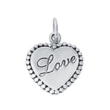 Heart Engraved Love Pendant Charm 925 Sterling Silver