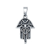 Silver Hamsa Pendant Charm 925 Sterling Silver (15mm)