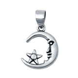 Crescent Moon & Star Charm Pendant 925 Sterling Silver