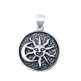 Fashion Jewelry Sun & Moon Pendant Charm 925 Sterling Silver (17mm)