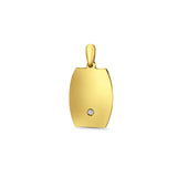 14K Yellow Gold Engravable CZ Oval-Square Pendant 26mmX14mm 1.9 grams