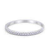 Half Eternity Band Wedding Ring Round Simulated Cubic Zirconia 925 Sterling Silver (2mm)