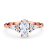 Vintage Style Wedding Ring Marquise Rose Tone, Simulated Cubic Zirconia 925 Sterling Silver