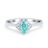 Marquise Art Deco Engagement Ring Simulated Paraiba Tourmaline CZ 925 Sterling Silver