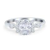 Vintage Style Oval Engagement Ring Simulated Cubic Zirconia 925 Sterling Silver