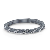 Infinity Twisted Wedding Stackable Eternity Rings Black Tone, Simulated CZ 925 Sterling Silver