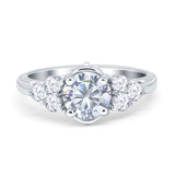 Vintage Style Wedding Ring Round Simulated Cubic Zirconia 925 Sterling Silver