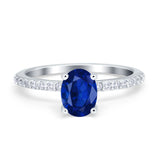 Accent Art Deco Wedding Ring Simulated Blue Sapphire CZ 925 Sterling Silver
