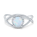 Braided Cable Split Engagement Ring Lab Created White Opal 925 Sterling Silver