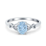 Oval Filigree Infinity Engagement Ring Simulated Aquamarine CZ 925 Sterling Silver