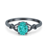 Oval Filigree Infinity Engagement Ring Black Tone, Simulated Paraiba Tourmaline CZ 925 Sterling Silver