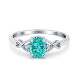 Oval Filigree Infinity Engagement Ring Simulated Paraiba Tourmaline CZ 925 Sterling Silver