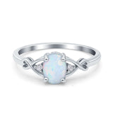 Oval Filigree Infinity Engagement Ring Lab Created White Opal 925 Sterling Silver