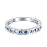 Half Eternity Band Stacking Engagement Ring Simulated Blue Sapphire CZ 925 Sterling Silver