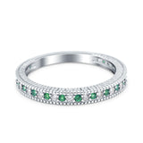 Half Eternity Band Stacking Engagement Ring Simulated Green Emerald CZ 925 Sterling Silver