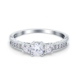Three Stone Engagement Ring Round Simulated CZ 925 Sterling Silver