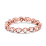 Curved Marquise Full Eternity Stackable Band Rose Tone, Simulated CZ 925 Sterling Silver
