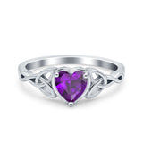Heart Celtic Wedding Promise Ring Simulated Amethyst CZ 925 Sterling Silver
