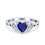 Heart Celtic Wedding Promise Ring Simulated Blue Sapphire CZ 925 Sterling Silver