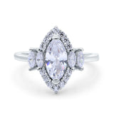 Marquise Vintage Wedding Ring Simulated Cubic Zirconia 925 Sterling Silver