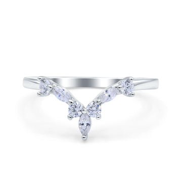 Curved Marquise Engagement Half Eternity Ring Simulated CZ 925 Sterling Silver

        
           - Simulated Cubic Zirconia